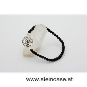 Armband "Lebensbaum" Silber + Onyx, 4mm